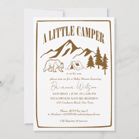 Little camper adventure boho baby shower kaart (Voorkant)