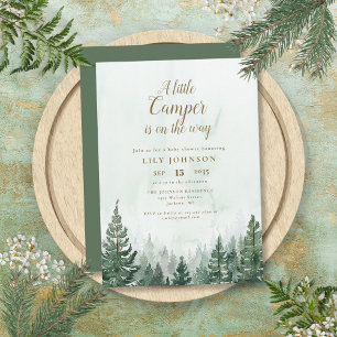 Little Camper Adventure Pine Forest Baby shower Kaart