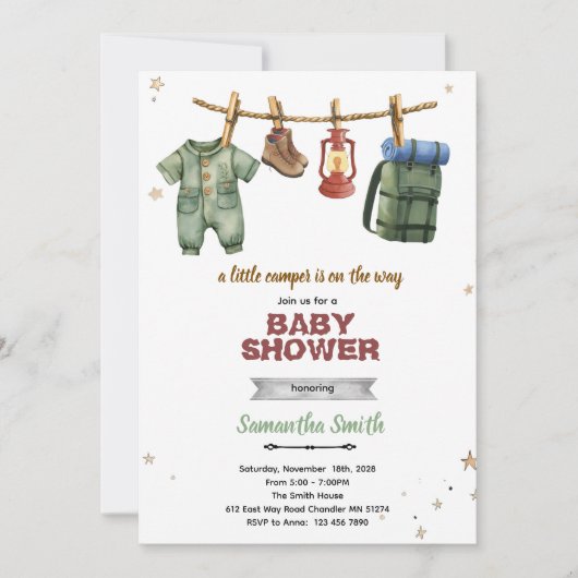 Little Camper Baby Shower Invitation Kaart (Voorkant)