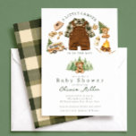 Little Camper Baby Shower Invitation Kaart<br><div class="desc">Celebrate your newest adventure with this charming Little Camper Baby Shower Invitation. Featuring adorable woodland camping illustrations including a baby outfit, camper trailer, forest trees, teddy bear, compass, campfire, and rustic outdoor details, this design perfectly captures the cozy spirit of a woodland camping theme. The warm earthy colors paired with...</div>