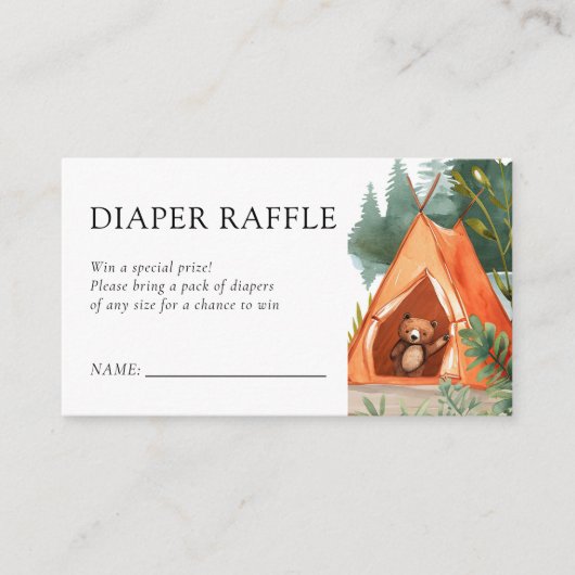 Little Camper Beer Baby shower Luier Raffle Informatiekaartje (Voorkant)