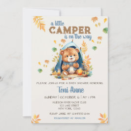 LITTLE CAMPER BLUE WATERVERF BABY SHOWER KAART