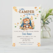 LITTLE CAMPER BLUE WATERVERF BABY SHOWER KAART (Staand voorkant)