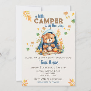 LITTLE CAMPER BLUE WATERVERF BABY SHOWER KAART