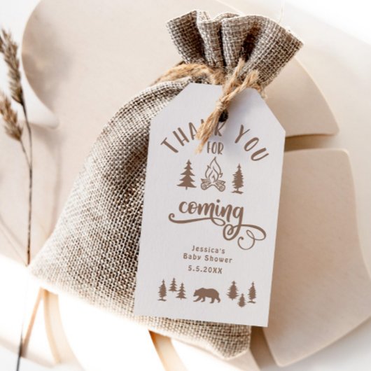 Little camper brown forest baby shower cadeaulabel