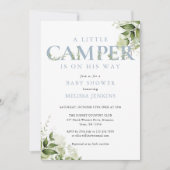 Little Camper Dusty Blue Greenery Baby shower Kaart (Voorkant)