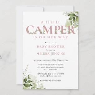Little Camper Dusty Roos Greenery Baby shower Kaart