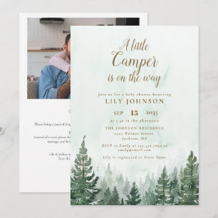 Little Camper Forest Baby Shower Foto QR-code Kaart