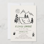 Little Camper Handgetekende Tent Boy Baby shower Kaart (Voorkant)