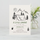 Little Camper Handgetekende Tent Boy Baby shower Kaart (Staand voorkant)