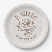Little Camper is op weg naar minimalistisch bruin Papieren Bordje (Voorkant)