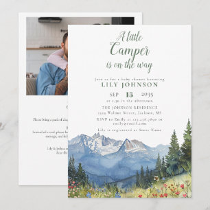 Little Camper Mountain Baby shower Foto QR-code Kaart