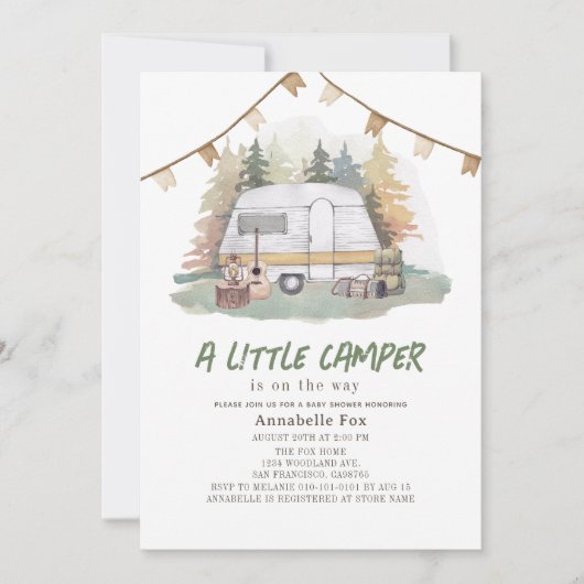 Little Camper Mountain Forest Boy Baby shower Kaart (Voorkant)