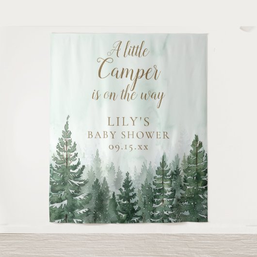 Little Camper Pine Forest Baby shower Foto Prop Wandkleed (Voorkant)