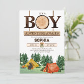 Little Camper Rustic Boy Baby shower Woodland Kaart (Staand voorkant)
