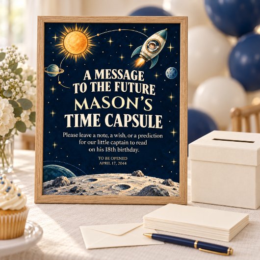 Little Captain Space Verjaardag Tijdscapsule Poste Poster