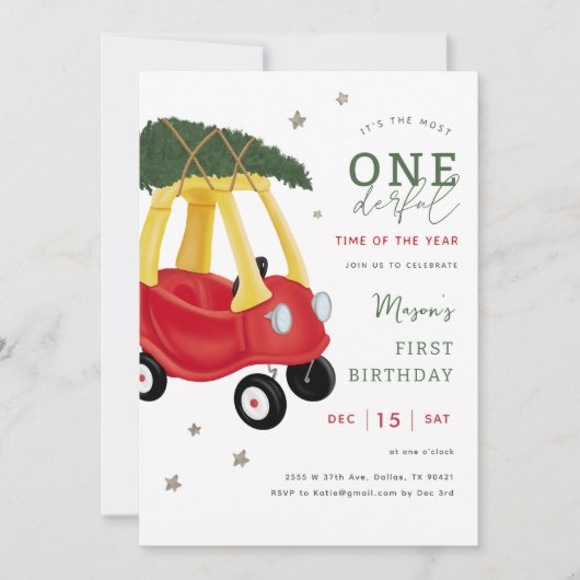 Little Car Holiday Benederful 1st Birthday Party Kaart (Voorkant)