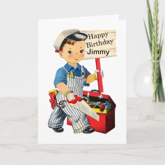 Little Carpenter Birthday-kaart Persoonlijke naam Kaart (Voorkant)