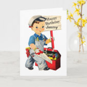 Little Carpenter Birthday-kaart Persoonlijke naam Kaart (Gele Bloem)