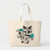 Little Cartoon Angel Cat Grote Tote Bag (Voorkant)