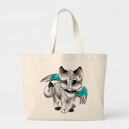 Little Cartoon Angel Cat Grote Tote Bag