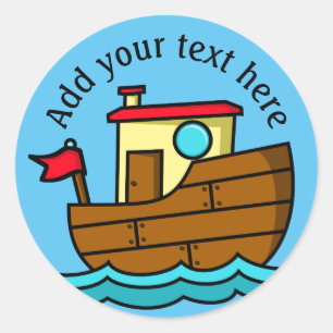Little Cartoon Boat Personalized Ronde Sticker
