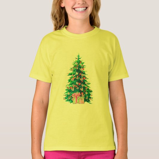 Little Cat Facets Tree | Funny Meowy-kerstboom T-shirt (Voorkant)