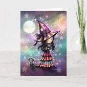 Little Cat Lover Halloween Witch en Black Cats Kaart (Voorkant)