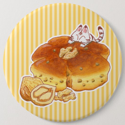 Little Cat & Walnut Ronde Button 6,0 Cm (Voorkant)