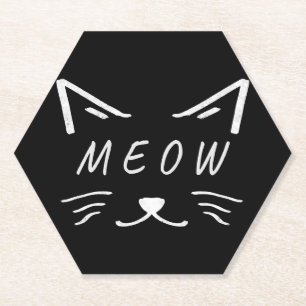 Little cat with meow face kartonnen onderzetters