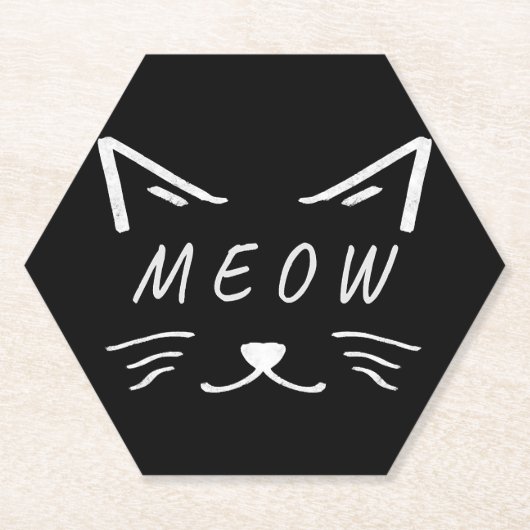 Little cat with meow face kartonnen onderzetters (Voorkant)