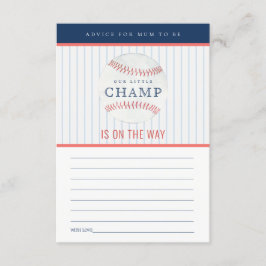 Little Champ Baseball Advice for Mum Baby shower Informatiekaartje