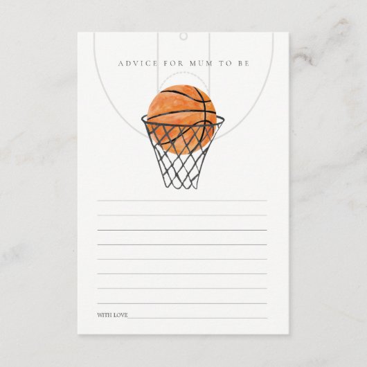 Little Champ Basketball Advice for Mum Baby shower Informatiekaartje (Voorkant)