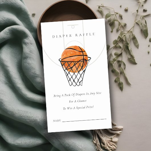 Little Champ Basketball Diaper Baby shower Raffle Informatiekaartje