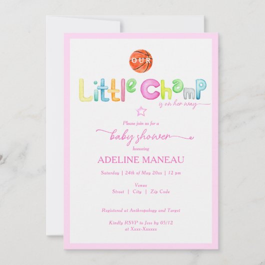 Little Champ is op weg naar Waterverf Baby shower Kaart (Voorkant)