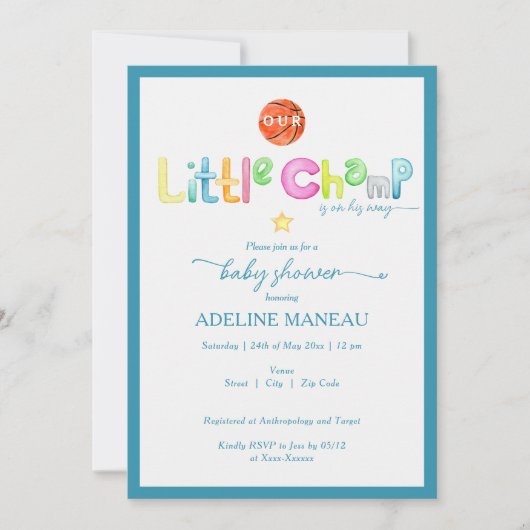 Little Champ is op weg naar Waterverf Baby shower Kaart (Voorkant)