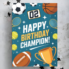 Little Champion Blue Sports Birthday Kaart