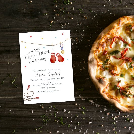 Little Champion Medal Boxing Sport Baby Shower  Kaart