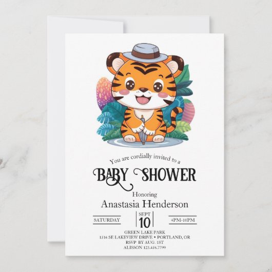 Little Charming Tiger Digitale Baby shower Kaart (Voorkant)