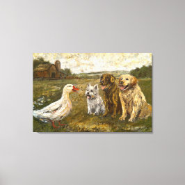 Little Chat: Whimsical Christmas Farm Animal Canvas Afdruk