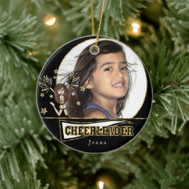 Little Cheerleader 📣- DIY Photo - Black and Gold Keramisch Ornament