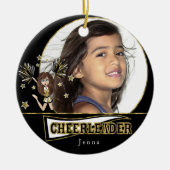 Little Cheerleader 📣- DIY Photo - Black and Gold Keramisch Ornament (Voorkant)