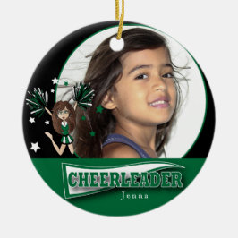 Little Cheerleader - DIY Photo - Dark Green Keramisch Ornament