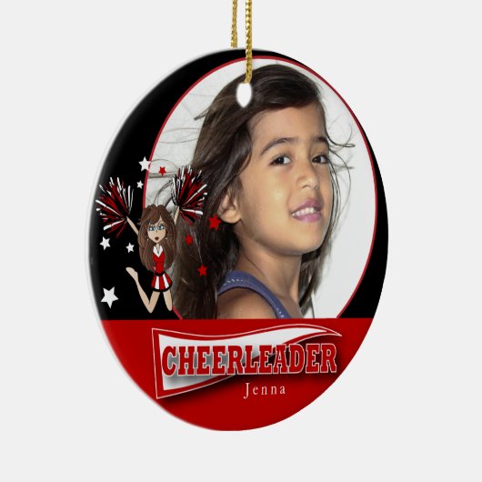 Little Cheerleader - DIY Photo - Dark Red Keramisch Ornament (Rechts)