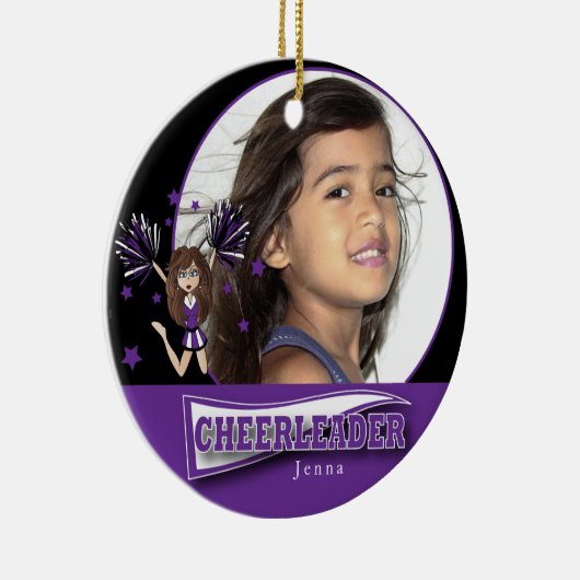 Little Cheerleader - DIY Photo - Paars Keramisch Ornament (Rechts)