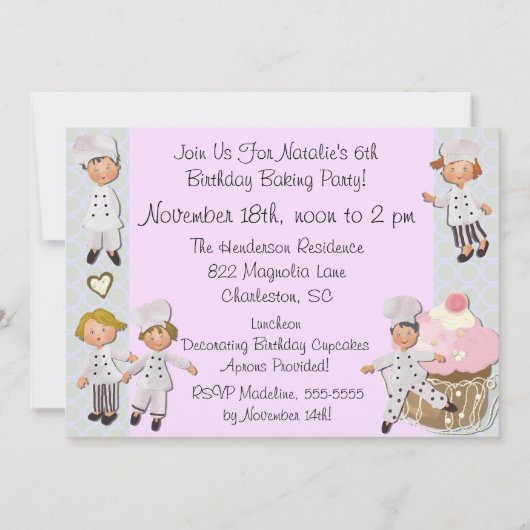 Little Chef Baking Party 5x7 Uitnodiging (Achterkant)