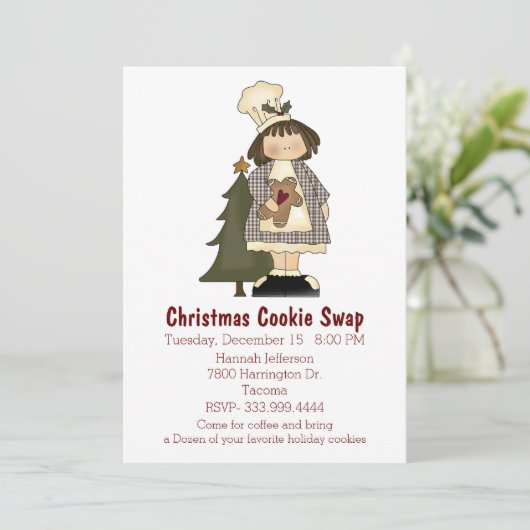 Little Chef Christmas Cookie Swap Uitnodiging (Staand voorkant)