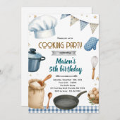 Little Chef cooking baking party invitation Kaart (Voorkant / Achterkant)
