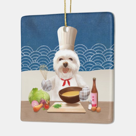 Little Chef Dog Keramisch Ornament (Links)