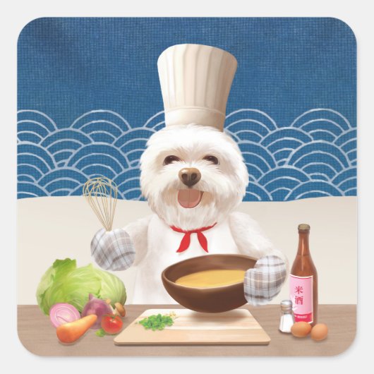 Little Chef Dog Vierkante Sticker (Voorkant)